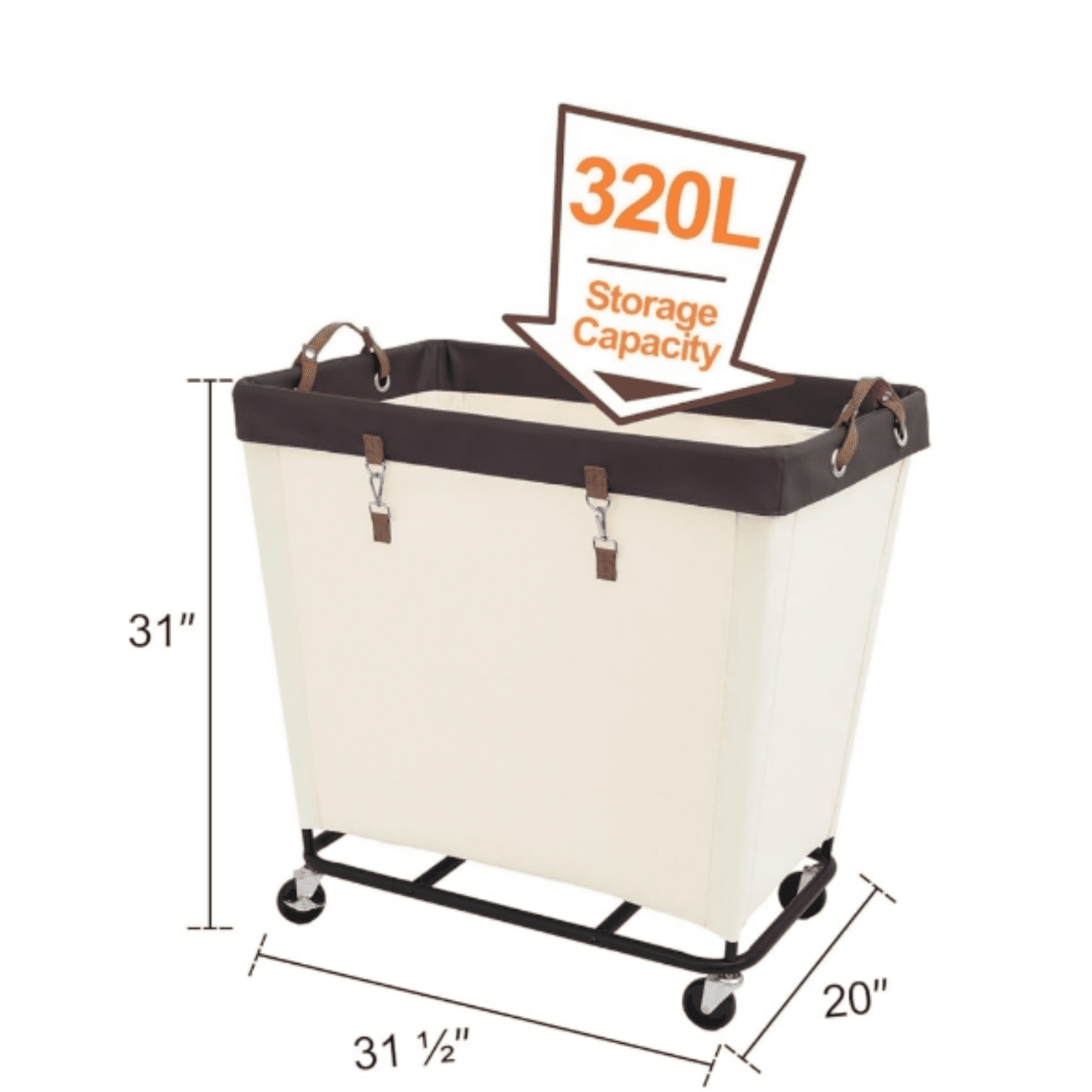 320L Laundry Basket with Wheels, Extra Large Rolling Hampers for Clothing Organizer, Dirty Clothes Basket for Hotel, Home, Closet, Dorm, Beige