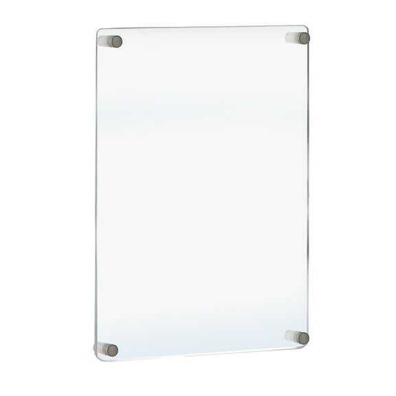 Floating Styrene Wall Frame with Rounded Edges, Silver Stand Off Caps: 22" X 28" Graphic Size, Overall Frame Size: 23.5"W x 31.5''H