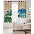thumbnail image 2 of Teal Brown Mountain Blackout Curtains for Bedroom/Living Room, Thermal Insulated Kitchen Curtains, Farmhouse Cherry Blossoms Cranes Grommet Darkening Window Treatment Drapes 52"x63"x2, 2 of 8