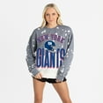 thumbnail image 4 of Women's Gameday Couture  Gray New York Giants Arch Rivals Faded Wash Sweatshirt, 4 of 7