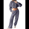 thumbnail image 1 of Conjunto Deportivo para Mujer: Sudadera con Capucha y Cremallera de Larga con Pantalones de Color Liso con Cordones - Conjunto de Dos Piezas Gris Oscuro S, 1 of 9