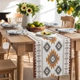 thumbnail image 2 of Table Runner 70 Inches Long for Kitchen Dining, Southwest Geometric Dresser Scarf Farmhouse, Dining Table Decorations for Wedding/Parties, Western Beige Grey Boho Vintage Wooden 13 x 70 In, 2 of 9