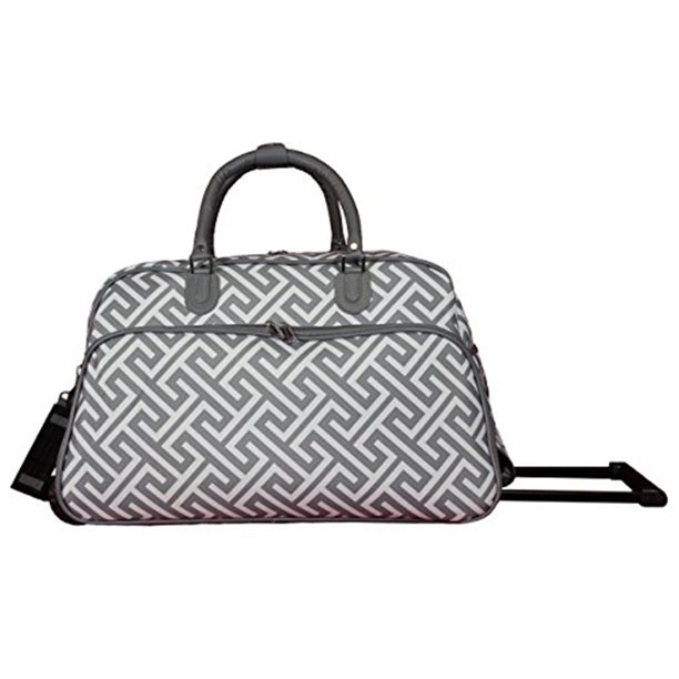 World Traveler 21Inch CarryOn Rolling Duffel Bag White Grey Greek