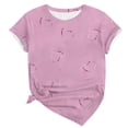 thumbnail image 4 of Womens Short Sleeve Tops Women's Spring/Summer Round Neck Love Printed Loose Casual Short Sleeve T Shirt Tops for Women, 4 of 4