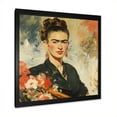 thumbnail image 2 of Designart "Vintage Portrait of Frida" Fashion Framed Wall Art Decor - Glam Orange Woman Mexican Hallway Framed Wall Art Decor, 2 of 6