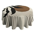 thumbnail image 4 of Black Boho Geometric and Plant Pattern Round Tablecloth 60"x60",Wrinkle Wipeable Table Cloth for Kitchen Dining Room Picnic Patio Party, 4 of 6