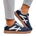 thumbnail image 3 of HTHLVMD Everyday Walking Shoes, Flats for Women Wide Feet, Retro Stripe Sneakers, Women's Retro Gum Sole Fashion Sneakers Casual Retro Walking Shoes-Gum Sole Casual Tennis-Anti Slip Trainers, Blue 8, 3 of 5