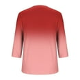 thumbnail image 4 of Olyvenn Womens Plus Size 3/4 Sleeve Tops Casual Gradient V Neck Button Tee Shirts Basic Loose Fit Tunic Blouse Red XXXL, 4 of 5