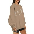 thumbnail image 3 of Bospose Women O-Neck Shirt Long Sleeve Crop Top Fashion Woman Loose Sweatshirt Solid Blouse Tops Lady Drop Shoulder Sweatshirt Casual Print Sweater Top/Shirt Khaki S, 3 of 5