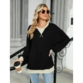 thumbnail image 4 of IWEMEK Women Tops Color Block Long Sleeve Sweatshirts Crew Neck Casual Loose Pullover Plus Size Black Shirts, 4 of 7