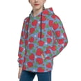 thumbnail image 2 of Fotbe Hand Drawn Strawberry Pattern Youth Pullover Hooded Sweatshirt, Boys Hoodie, Kangaroo Pocket Hoodie for Kids Girls -Small, 2 of 6