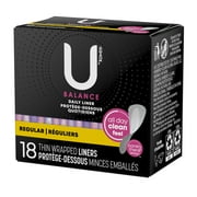 U by Kotex Balance Daily Wrapped Panty Liners, Light Absorbency, Regular Length, 18 Count
