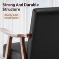 thumbnail image 5 of Accent Chair, Mid-Century Modern Armchair with Solid Wood Legs, Reading Leisure Chair with High Back for Living Room Bedroom Waiting Room, Black PU, 5 of 8