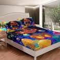 thumbnail image 2 of Afro Fitted Sheet American African Princess Magical Bed Sheets Ocean Jellyfish Black Hair Sheets Full,Kawaii Room Decor Teens, 2 of 5