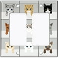 thumbnail image 2 of Metal Light Switch Plate Outlet Cover (Cute Cats - Double Rocker), 2 of 2