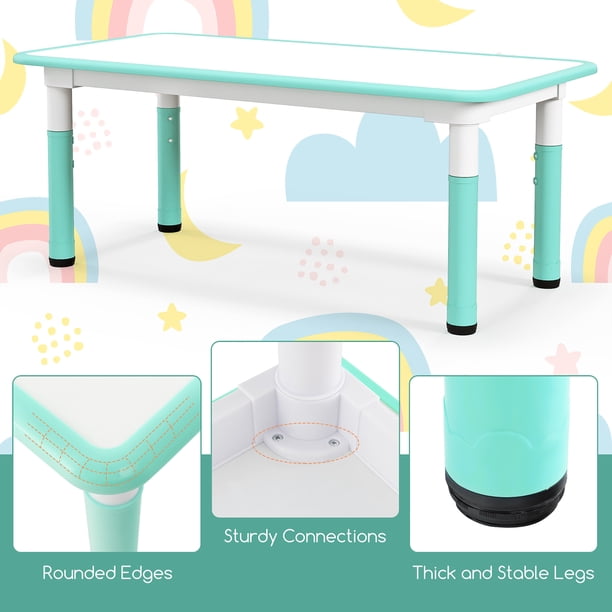 Table Enfant avec Chaise & Grand Plateau, Table et Chaise Enfant en Bois avec Accoudoirs Courbés, Table d'Activité Naturel - Gamm vert