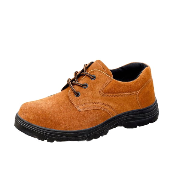 AUDeals Men's Winter Steel Toe Work Boots Non Slip Safety Boots Breathable Lightweight Industrial Outdoor Shoes (Brown, 8)