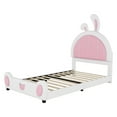 thumbnail image 6 of Harper & Bright Designs Rabbit Shaped Platform Bed Frame for Boys Girls, Cute Twin PU Upholstered Bed Frame with Headboard for Boys Girls, White+Pink, 6 of 11