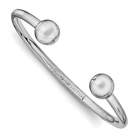 Sterling Silver 5.5in Rhodium-plated Just Like Mommy Polished Cuff Child's Bangle Bracelet