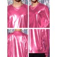 thumbnail image 6 of INSPIRE CHIC Men's T-Shirts Round Neck Long Sleeve Shiny Top S Pink, 6 of 7