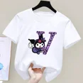 thumbnail image 2 of Kuromi-Camiseta de manga corta para niños, A-Z con letras de Anime Sanrio, ropa suave con corazón femenino, regalo de cumpleaños Kawaii, 2 of 7