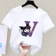 thumbnail image 2 of Kuromi-Camiseta de manga corta para niños, A-Z con letras de Anime Sanrio, ropa suave con corazón femenino, regalo de cumpleaños Kawaii, 2 of 7