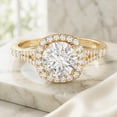 thumbnail image 3 of Rosec Jewels Lab Grown Diamond Engagement Ring 2 Carat - IGI Certified - E-VS1 Quality Diamond Halo Ring with Split Shank, 10K Yellow Gold, US 5.00, 3 of 7
