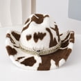 thumbnail image 5 of Vjnyvs Winter Cowboy Print Cowboy Hat Plush Western Hat Funny Cowboy Hat Wide Brim Cowboy Hat for Fancy Party Accessory, 5 of 7