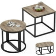thumbnail image 4 of Oval Coffee Table Set with 2 End Tables - Farmhouse Living Room Furniture, 4 of 7