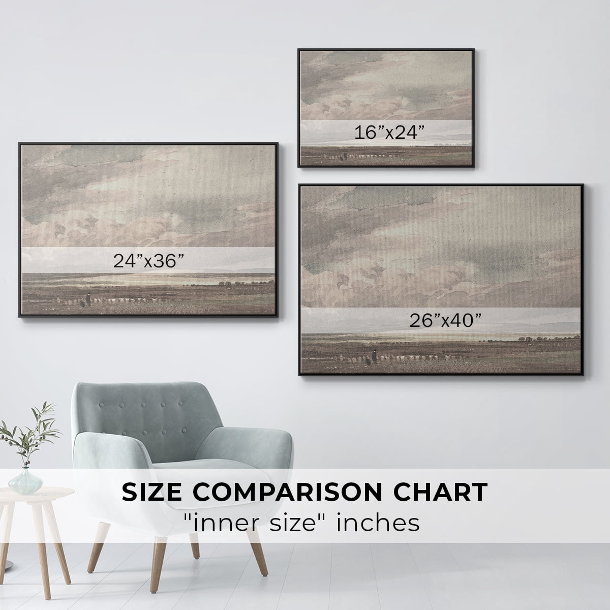 Vintage Landscape-MVII By Wexford Home Framed in Black Wood Gallery Wrapped Canvas 27 in. x 41 in.