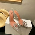 thumbnail image 2 of Large Size 44 45 Fashion Clear PVC Transparent High Heels Sandals Women Shoes Rhinestone Sunflower Sandals Summer Shoes FGS, 2 of 6