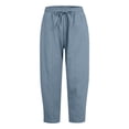 thumbnail image 4 of Pantalones harem casuales con cintura elástica y cordón para mujer - Poliéster, tallas grandes, 4 of 6