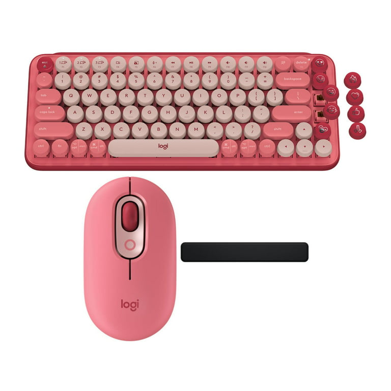 Logitech POP Keys Wireless Mechanical Keyboard With Emoji Keys clavier  Bluetooth AZERTY Français Rose