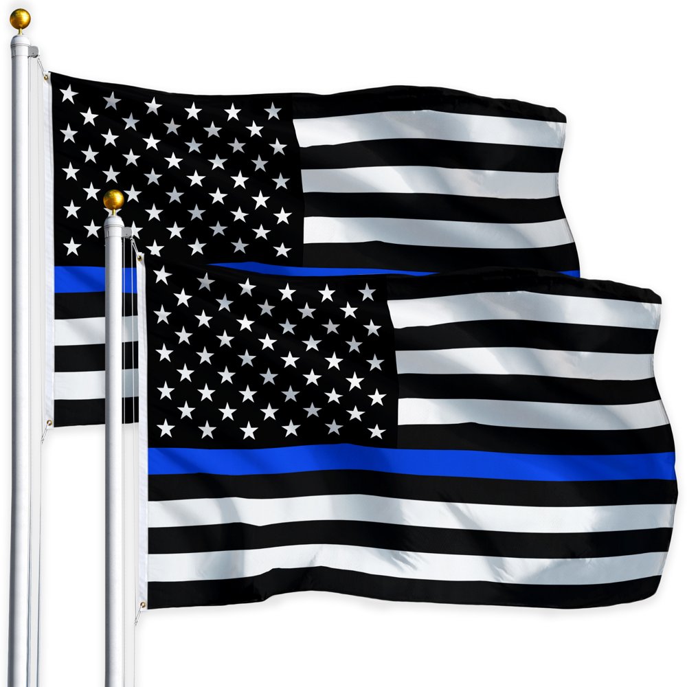 G128 TWO PACK 3'x5' THIN BLUE LINE FLAG BLACK & WHITE USA FLAG Law