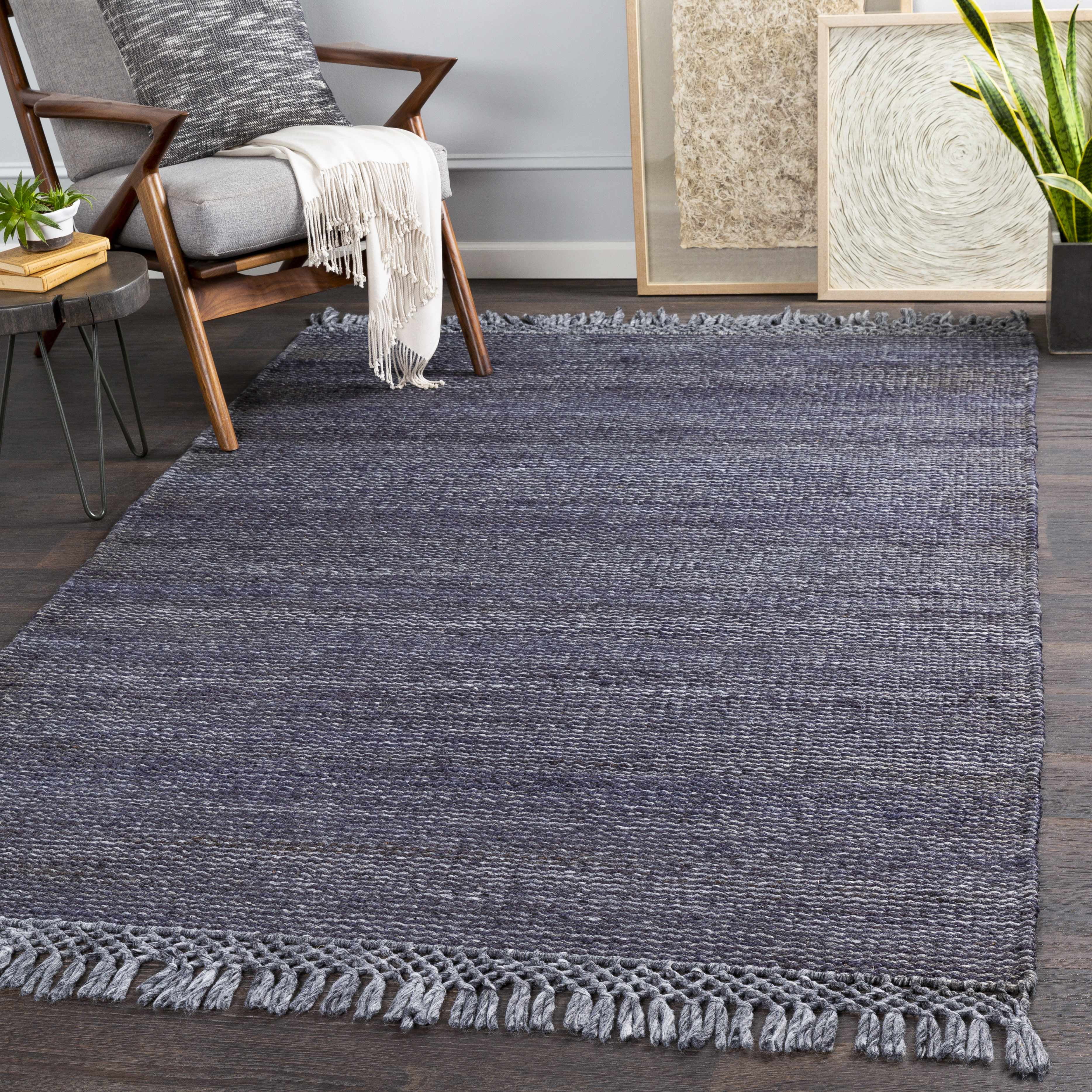 Hauteloom Pima Jute Hallway, Kitchen Runner Rug - Contemporary - Teal, Slate Blue - 2'6" x 8'