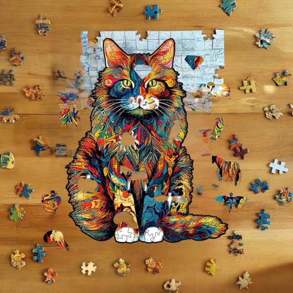 Nestologi Maine Coon Cat Premium Wooden Jigsaw Puzzle for Adults - Large - 5 Hours to Complete