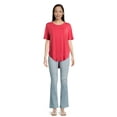 thumbnail image 2 of Time and Tru Women's and Women’s Plus Crewneck Tunic Tee with Short Sleeves, Sizes S-3XL, 2 of 5