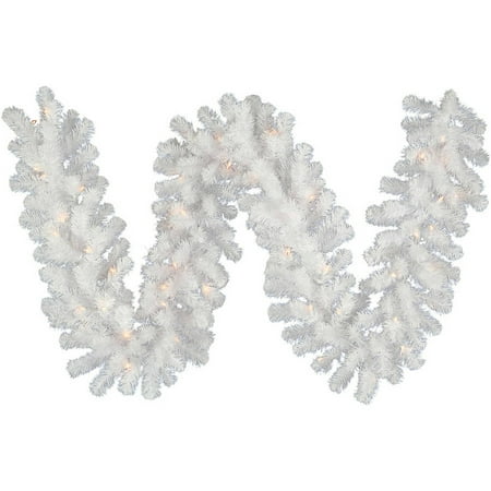 Vickerman 9' X 16" Crystal White Garland 260 Tips
