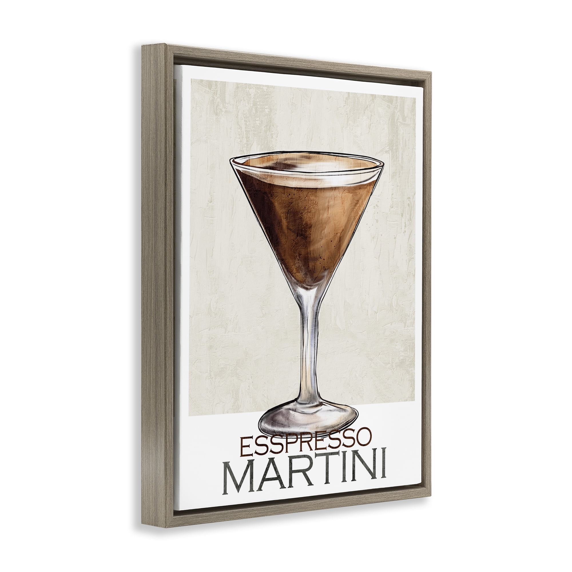 Stupell Industries Sophisticated Espresso Martini Brown Framed Floater Canvas Wall Art, design by Kim Allen