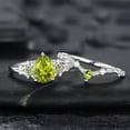 thumbnail image 3 of Vintage Pear Shape Peridot Floral Engagement Ring Set IN 925 Sterling Silver- Peridot Bridal Set- Peridot Wedding Ring For Wife- August Birthstone, 3 of 3