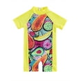 thumbnail image 1 of Franhais Kids Unisex Casual Swimwear Romper, Short Sleeve Color-Contrast Fruit Printed Swimwear, 1 of 9