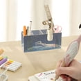 thumbnail image 7 of WOBOGO Astronaut Fishing on The Moon Acrylic Pen Holder 4 Compartments Clear Pencil Organizer Makeup Brush Storage Case, 7 of 7