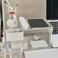 thumbnail image 4 of Cosmetic Organizer Desktop Storage Rack 2 Tiers Transparent Strong Plastic Detachable Widely Used Desk Cosmetic Rack For Cosmetic, 4 of 5