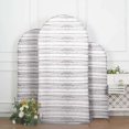 thumbnail image 5 of Efavormart Set Of 3 | White Rustic Wood Plank Pattern Spandex Fitted Wedding Arch Covers For Round Top Chiara Backdrop Stands - 5ft, 6ft, 7ft, 5 of 11