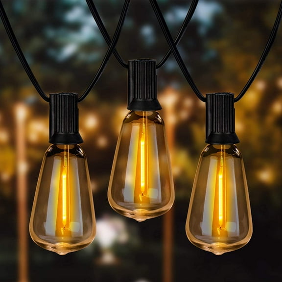 Outdoor String Lights 36ft with LED Filament Bulbs 30 2(Spare) Dimmable Shatterproof Waterproof, for Indoor/Outdoor Decoration and Lighting, Edison Vintage Style Warm 2200K