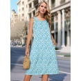 thumbnail image 2 of DARING DIVA Sleeveless Crewneck Print Midi Tank Dress L Blue Green, 2 of 7