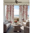 thumbnail image 3 of Butterfly Flower Blackout Curtains 45 Inches Long, Kitchen Black Out Window Treatments, Farmhouse Country Pink Floral on Linen Thermal Insulated Lined Drapes for Small Window with Grommet 42"x45", 3 of 8