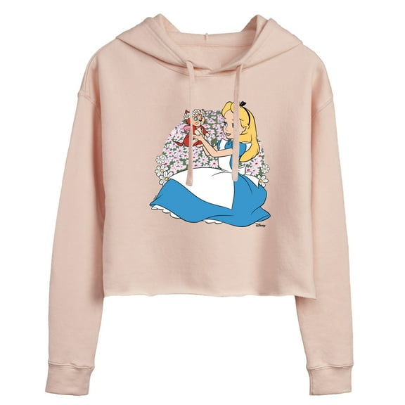 Disney - Alice In Wonderland - Alice And Dinah - Juniors Cropped Pullover Hoodie