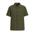 thumbnail image 3 of Gfyviroh Women's Short Sleeve Shirts Button Down Loose Shirts Lightweight Cotton Linen Womens Tops with Pockets, 3 of 6