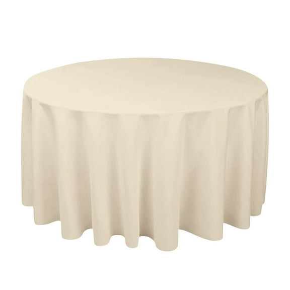 Round Tablecloth, 55Inch Thick Plain Weave Solid Color Table Cover In Champagne, For Party Supplies, Home Decor, Banquets, Weddings, Events